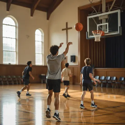 Youth Basketball in Church Gymnasium