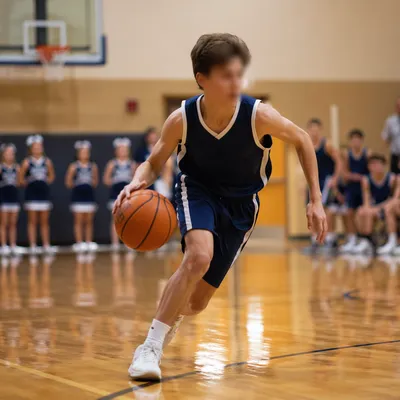 Teen Basketball Action in Church Gym