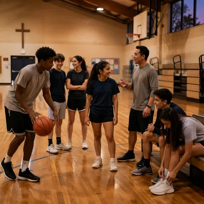 Teen Group in Church Gym Court
