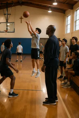 Teen Basketball Practice in Church Gym