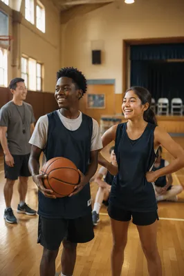 Teen Basketball Practice in Indoor Gym