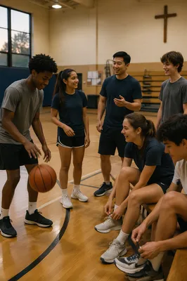 Youth Group on Church Basketball Court