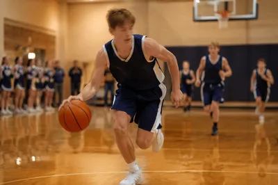 Youth Basketball Game in Church Gym
