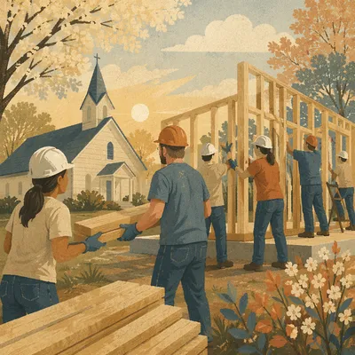 Church Volunteers Building Homes Together