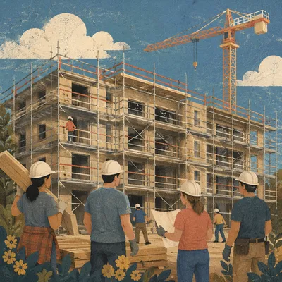 Church Volunteers at Community Housing Build