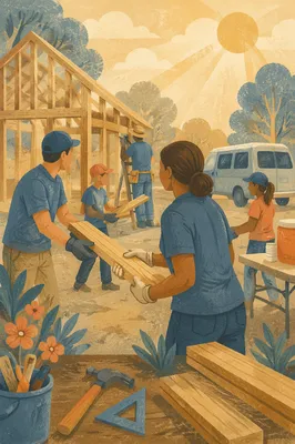 Church Volunteers Building Homes at Sunrise