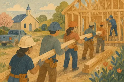 Church Volunteers Building Neighborhood Home Together