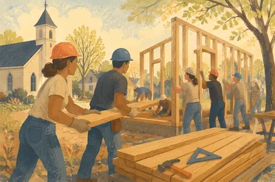 Church Volunteers Building Homes Together