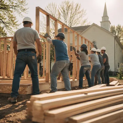 Church Volunteers Building Homes at Sunrise