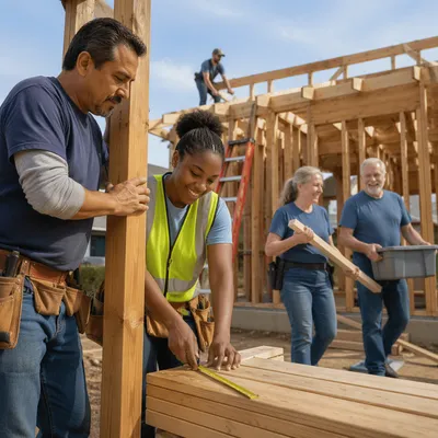Church Volunteers Building a Family Home