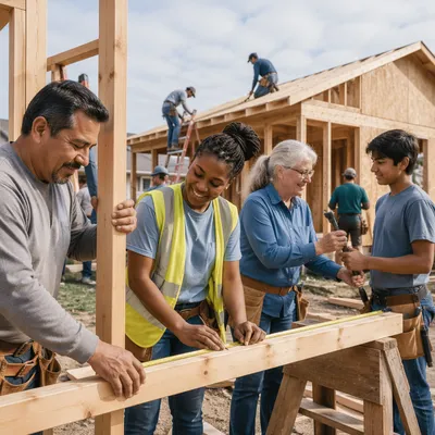 Church Volunteers Building Home Together