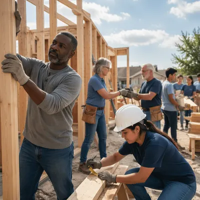 Volunteers Building Family Home Together