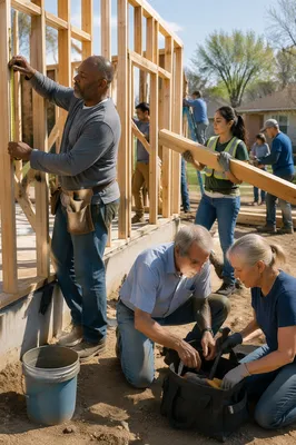 Community Volunteers Building a Family Home