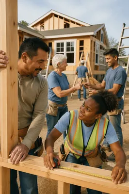 Volunteers Building Family Home Together