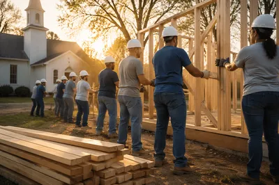 Church Volunteers Building Homes Together