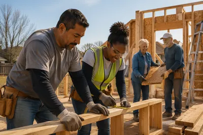Community Volunteers Building Family Home Together