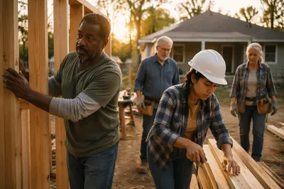 Volunteers Building a Family Home Together