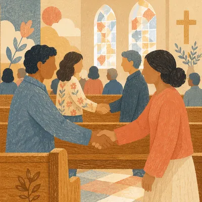 Warm Handshake During Church Greeting of Peace
