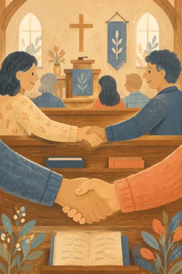 Warm Church Handshake During Passing of Peace