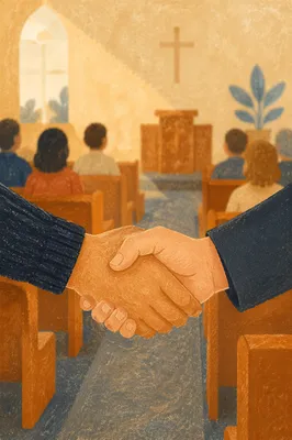 Warm Church Handshake During Passing of Peace