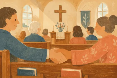 Warm Church Handshake During Passing of Peace