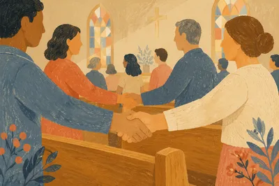 Warm Handshake During Church Greeting of Peace