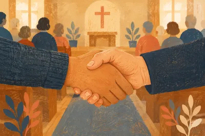 Warm Church Handshake During Passing of Peace