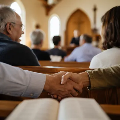 Warm Church Handshake During Passing of Peace