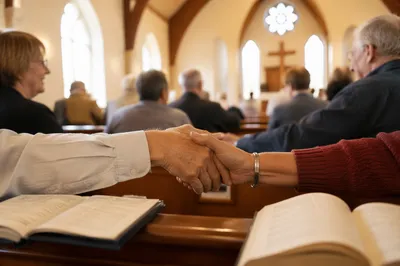 Warm Church Handshake During Passing of Peace