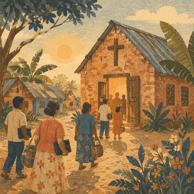 Humble Village Church in Morning Light
