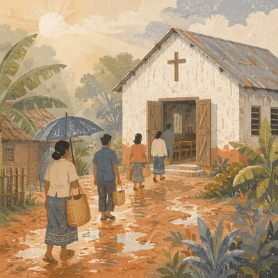 Humble Village Church After Morning Rain