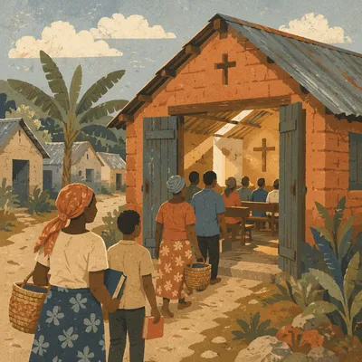 Humble Village Church in Morning Light