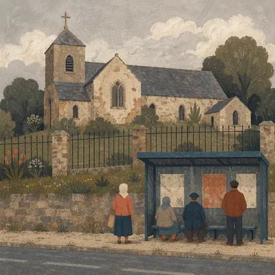 Humble Village Church Behind Roadside Fence