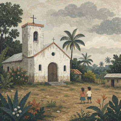 Quiet Rural Village Church Landscape