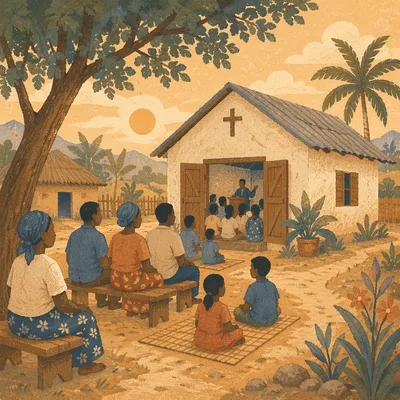 Humble Village Church Gathering at Sunset