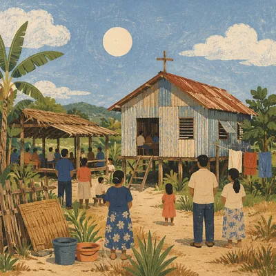 Rural Village Church Community Gathering