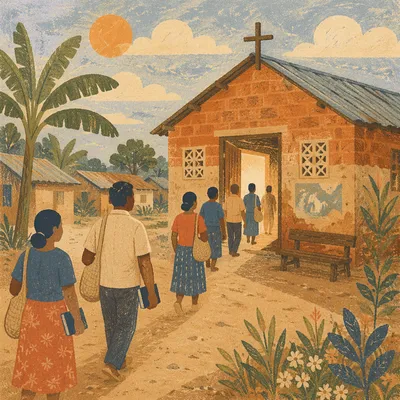 Humble Village Church in Morning Light