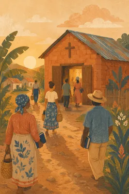 Golden Hour Village Church Gathering