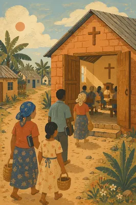 Humble Village Church in Morning Light