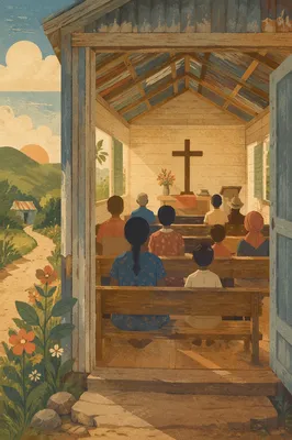 Humble Village Church in Morning Light