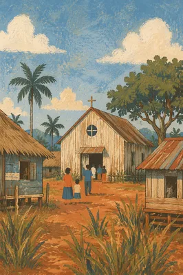 Humble Village Church Under Midday Sky