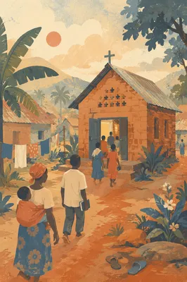 Humble Village Church at Dawn