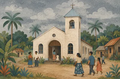 Humble Rural Village Church in Tropics