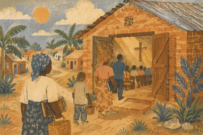 Humble Village Church in Morning Light