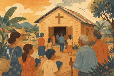 Hopeful Village Church After Sunday Worship