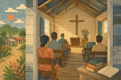 Humble Village Church in Morning Light
