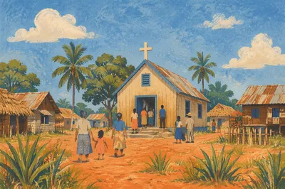 Humble Village Church Under Midday Sky