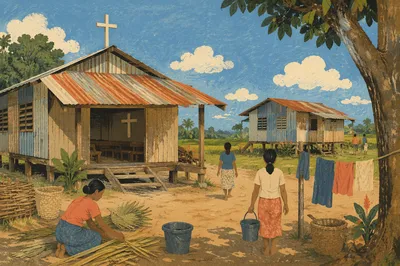 Rural Village Church in Developing Countryside