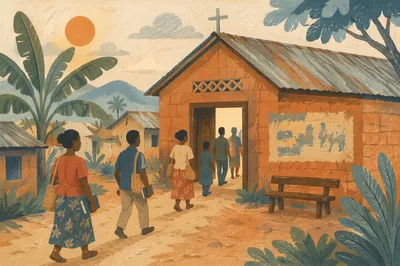 Humble Village Church in Morning Light