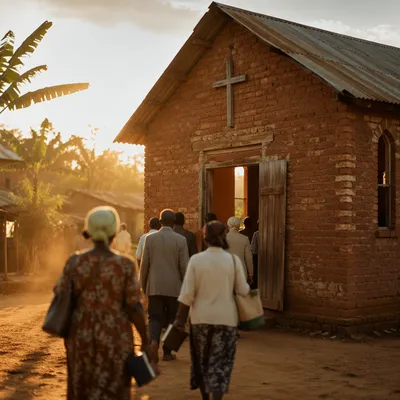 Humble Village Church at Sunday Dawn